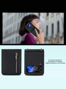 Ốp lưng điện thoại PU có thể gập lại với khe cắm thẻ & dây đeo chéo - màu đen - Xem 6