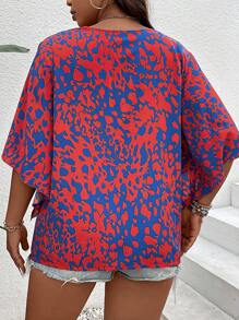 SHEIN LUNE Plus Allover Print Blouse - Multicolor - View 3