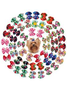 30pcs/set Mixed Pattern Bow Shaped Pet Hair Clip - Multicolor - View 1