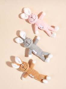 1入組卡通兔子設計隨機寵物毛絨玩具適用於狗狗和貓適用於互動 - 彩色 - 查看 2