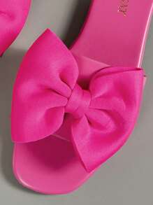Women Bow Decor Slide Sandals, Funky Sandals - Hot Pink - View 2