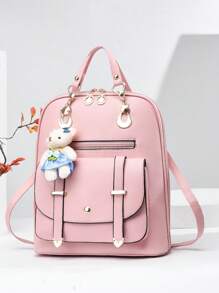 Mochila clásica minimalista doble asa unido en contraste - Rosa - Ver 1