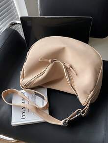 Minimalist Hobo Bag Solid Colour Casual Style - Khaki - View 3