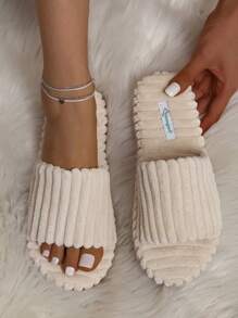 Mengsu 女士極簡毛茸茸臥室織物時尚拖鞋