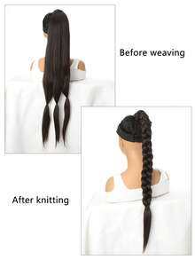 Trenza de pelo sintético largo coleta - Negro - Ver 3