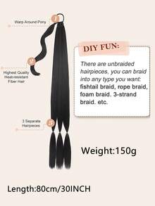 Trenza de pelo sintético largo coleta - Negro - Ver 5