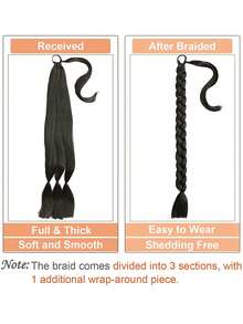 Trenza de pelo sintético largo coleta - Negro - Ver 6