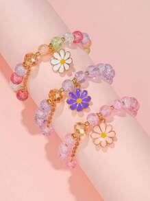 3 cô gái Sweet Daisy Decor Bộ vòng tay đính cườm hợp kim kẽm để làm quà tặng - Nhiều màu - Xem 1