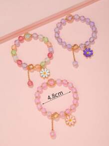 3 cô gái Sweet Daisy Decor Bộ vòng tay đính cườm hợp kim kẽm để làm quà tặng - Nhiều màu - Xem 3