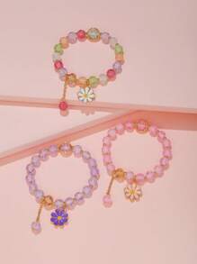 3 cô gái Sweet Daisy Decor Bộ vòng tay đính cườm hợp kim kẽm để làm quà tặng - Nhiều màu - Xem 4