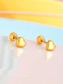 1 Par Pequeños Pendientes Delicados De Corazón De Amor De Acero Inoxidable Exquisito Para Chicas A La Moda 2023