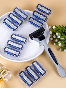 1个手柄+12个刀片/男女手动剃须刀6层不锈钢脱毛剃须刀片可更换剃须刀头