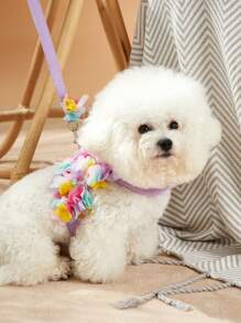 PETSIN 1入組花朵裝飾寵物背帶和1条皮带 - 彩色 - 查看 3