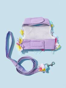 PETSIN 1入組花朵裝飾寵物背帶和1条皮带 - 彩色 - 查看 7