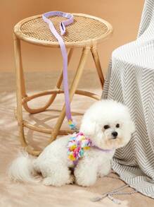 PETSIN 1入組花朵裝飾寵物背帶和1条皮带 - 彩色 - 查看 8