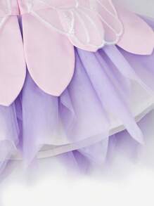 SHEIN Newborn Baby Butterfly Design Contrast Mesh Wing Decor  Dress - Multicolor - View 4