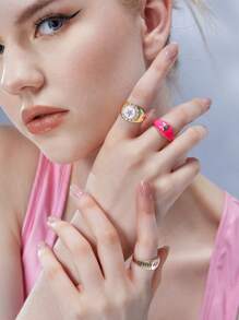 SHEIN ICON 3入組/套時尚鋅合金星形裝飾戒指適合女士日常裝飾