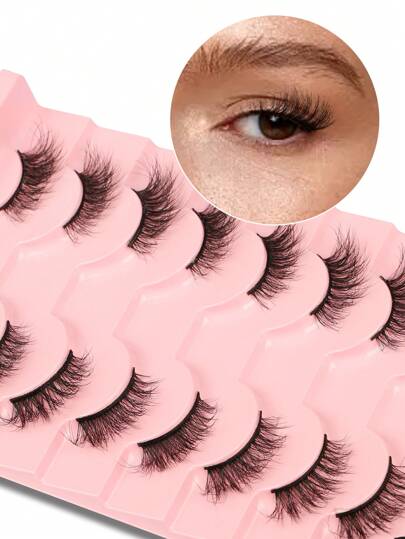 Himirell 10 对/套自然猫眼交叉长假睫毛，添加黑色睫毛线，适合日常佩戴和约会化妆条睫毛，睫毛，睫毛，假睫毛