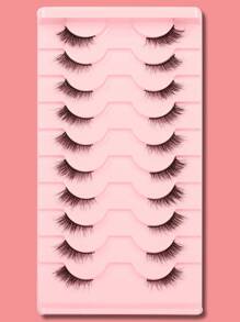 Himirell 10 对自然交叉外眼角猫眼风格浓密假睫毛带黑线延长适用于日常和约会化妆必备条状睫毛，睫毛，睫毛，假睫毛