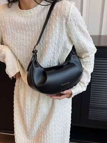 Túi xếp nếp họa tiết chữ cái Phong cách thời trang - màu đen - Xem 1