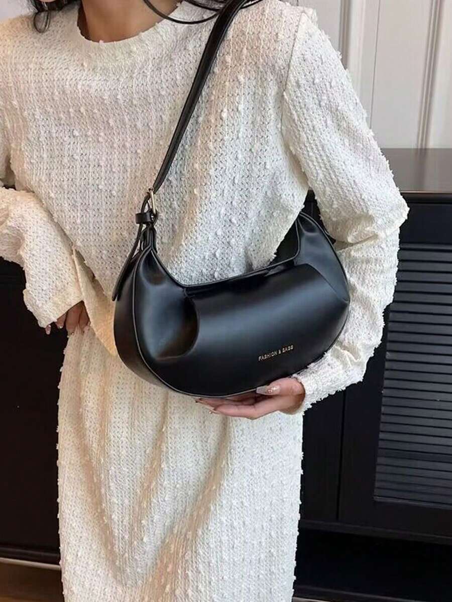 Túi xếp nếp họa tiết chữ cái Phong cách thời trang - màu đen - Xem 1