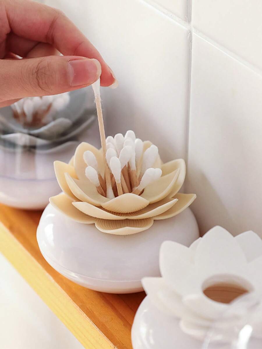 Hộp đựng tăm bông mỹ phẩm, 1 hộp đựng tăm bông trang điểm thiết kế hình hoa sen, dụng cụ sắp xếp mỹ phẩm, phòng, nhà, phòng ngủ, phòng tắm, nhà, phòng màu hồng, trang trí phòng khách, đồ du lịch, túi quà, quà tặng cho mẹ, bố, nam giới, bạn bè, giáo viên, sinh nhật, đám cưới, bàn làm việc, kệ, phụ kiện, hộp quà tặng, quà tặng vui nhộn, lưu trữ, hộp đựng trang sức, túi đựng, giá đựng cọ trang điểm, giá đựng cọ, dụng cụ sắp xếp nước hoa, túi đựng - Nhiều màu - Xem 1