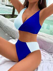 Swim DD+ Colour Block High Waisted Bikini Swimsuit - Multicolor - View 1