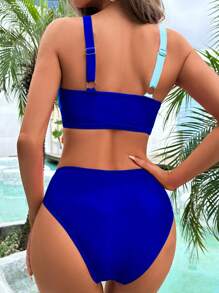 Swim DD+ Colour Block High Waisted Bikini Swimsuit - Multicolor - View 2