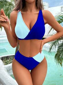 Swim DD+ Colour Block High Waisted Bikini Swimsuit - Multicolor - View 4