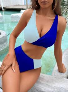 Swim DD+ Colour Block High Waisted Bikini Swimsuit - Multicolor - View 6