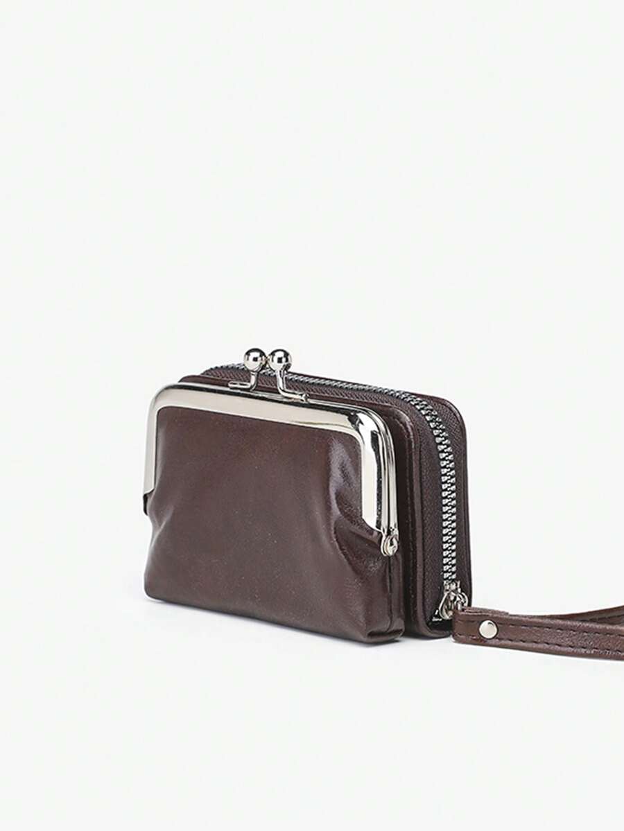 多功能復古迷你錢包,時尚女式袋 - 咖啡棕 - 查看 1