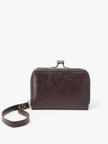 多功能復古迷你錢包,時尚女式袋 - 咖啡棕 - 查看 2