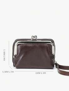 多功能復古迷你錢包,時尚女式袋 - 咖啡棕 - 查看 3