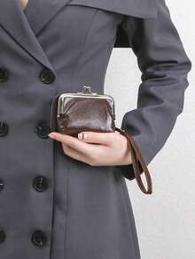 多功能復古迷你錢包,時尚女式袋 - 咖啡棕 - 查看 5