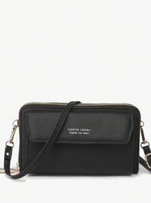 Fashionable Vintage Small Crossbody Bag, Multifunctional Phone Wallet For Women - Black - View 4