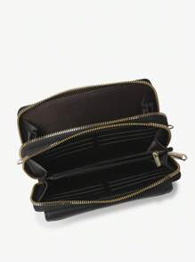 Fashionable Vintage Small Crossbody Bag, Multifunctional Phone Wallet For Women - Black - View 6