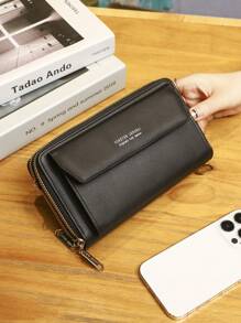 Fashionable Vintage Small Crossbody Bag, Multifunctional Phone Wallet For Women - Black - View 7
