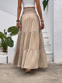 SHEIN VCAY 前繫帶荷葉邊半身裙