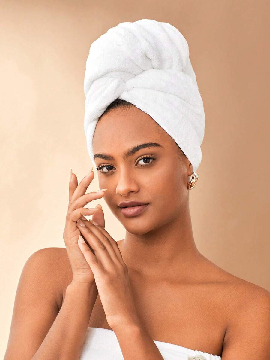 SHEIN Basic living Quick Dry Microfiber Coral Fleece Adjustable Spa Bath Body Wrap Towel Holiday Gift Christmas For Holiday Gift Giving Home Bathroom Decor - White - View 1