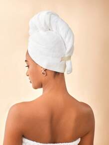 SHEIN Basic living Quick Dry Microfiber Coral Fleece Adjustable Spa Bath Body Wrap Towel Holiday Gift Christmas For Holiday Gift Giving Home Bathroom Decor - White - View 2