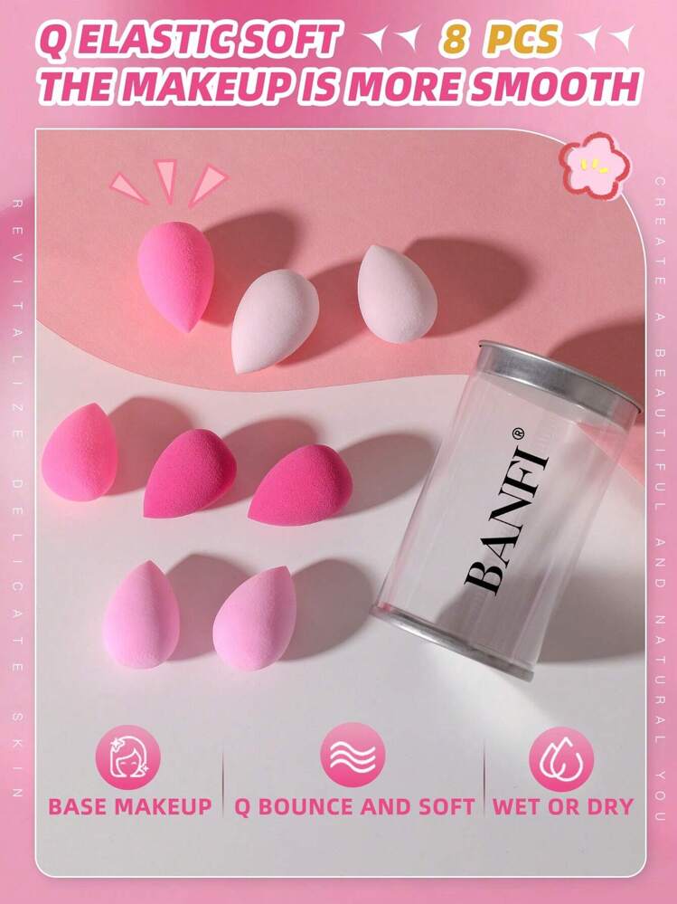 8-delars mini-sminksvampset, lämplig för kräm- och puderconcealer, löspuderapplikator för smink, smink, billigt, rumsinredning, sminkbord, resor, sovrum, sminktillbehör, puff, sminkblandare, puderpuff, sminksvamp, billigt, presenter, smink, sminkverktyg, billiga saker, presenter, presenter till kvinnor, julklappar - Multifärgad - Visa 7