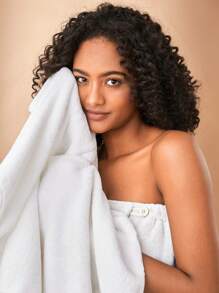 SHEIN Basic living Quick Dry Microfiber Coral Fleece Adjustable Spa Bath Body Wrap Towel Holiday Gift Christmas For Holiday Gift Giving Home Bathroom Decor - White - View 8