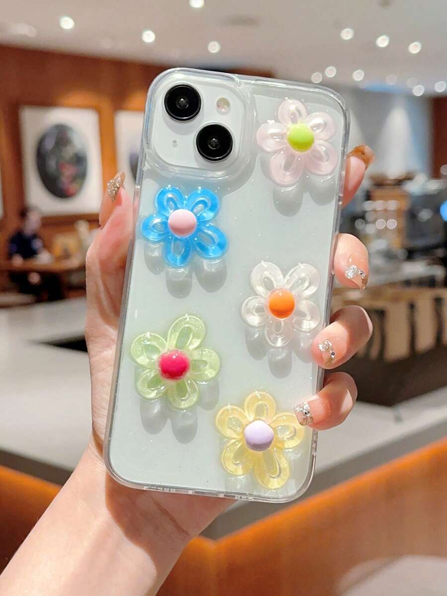 Ốp lưng điện thoại họa tiết hoa năm màu cho iPhone 16 tương thích với iPhone 13 Pro Max - Nhiều màu - Xem 1