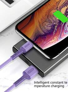 1 Pieza Cable De Datos De Carga Rápida Líquido De Silicona - Morado - Ver 2