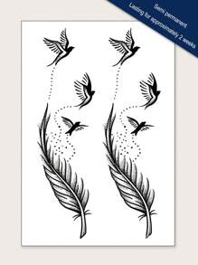 1 张羽毛和鸟图案纹身贴纸 - 藍色 - 查看 3