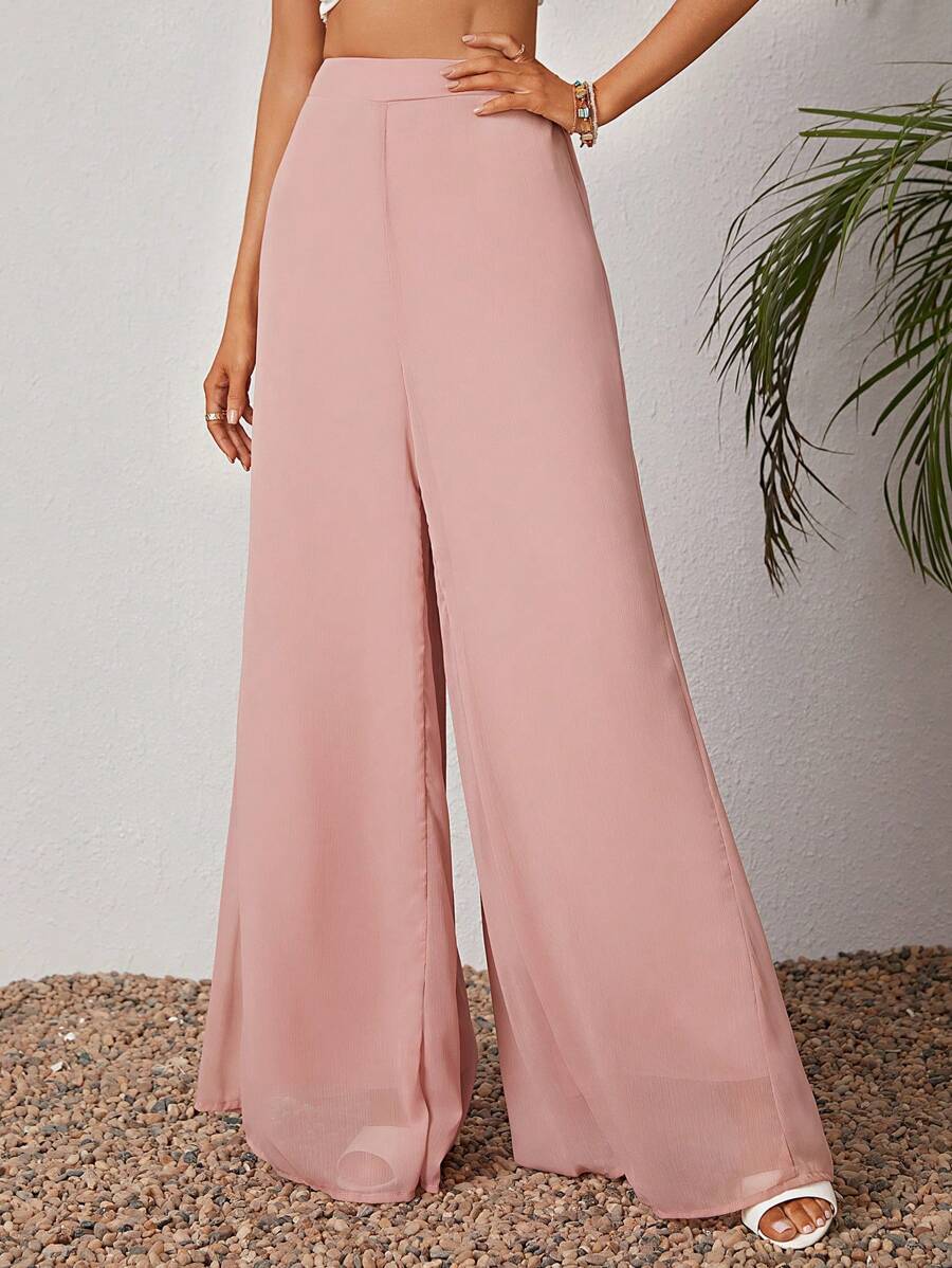 SHEIN Tall Quần nữ màu trơn Thanh lịch - Bụi hồng - Xem 1