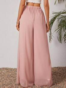 SHEIN Tall Quần nữ màu trơn Thanh lịch - Bụi hồng - Xem 2