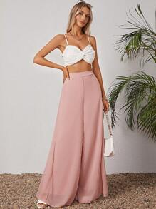 SHEIN Tall Quần nữ màu trơn Thanh lịch - Bụi hồng - Xem 3