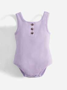 SHEIN Baby Button Front Tank Bodysuit - Lilac Purple - View 1