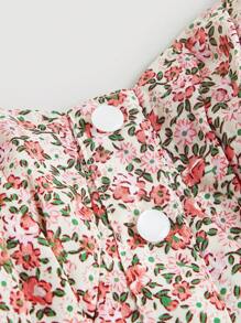 SHEIN MOD Áo hai dây Plus Size Lộ Lưng Nút Buộc lại Dải chun Nếp gấp Phần Ngực Họa tiết hoa Boho - Nhiều màu - Xem 3